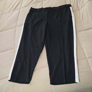 Black Ankle Dress Pants with White Side Stripe